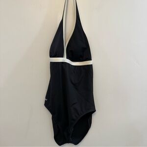 SPEEDO NWT black white one-piece halter swimsuit